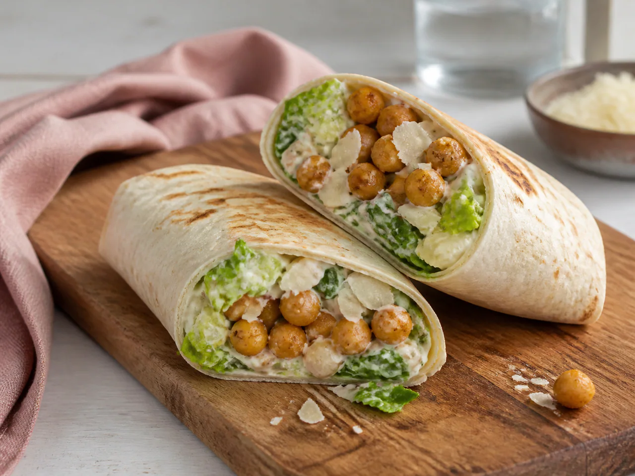 Crispy Chickpea Caesar Wraps