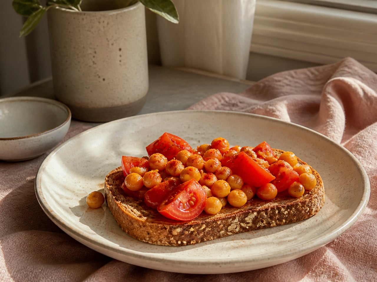 Smoky Chickpea Tomato Toast