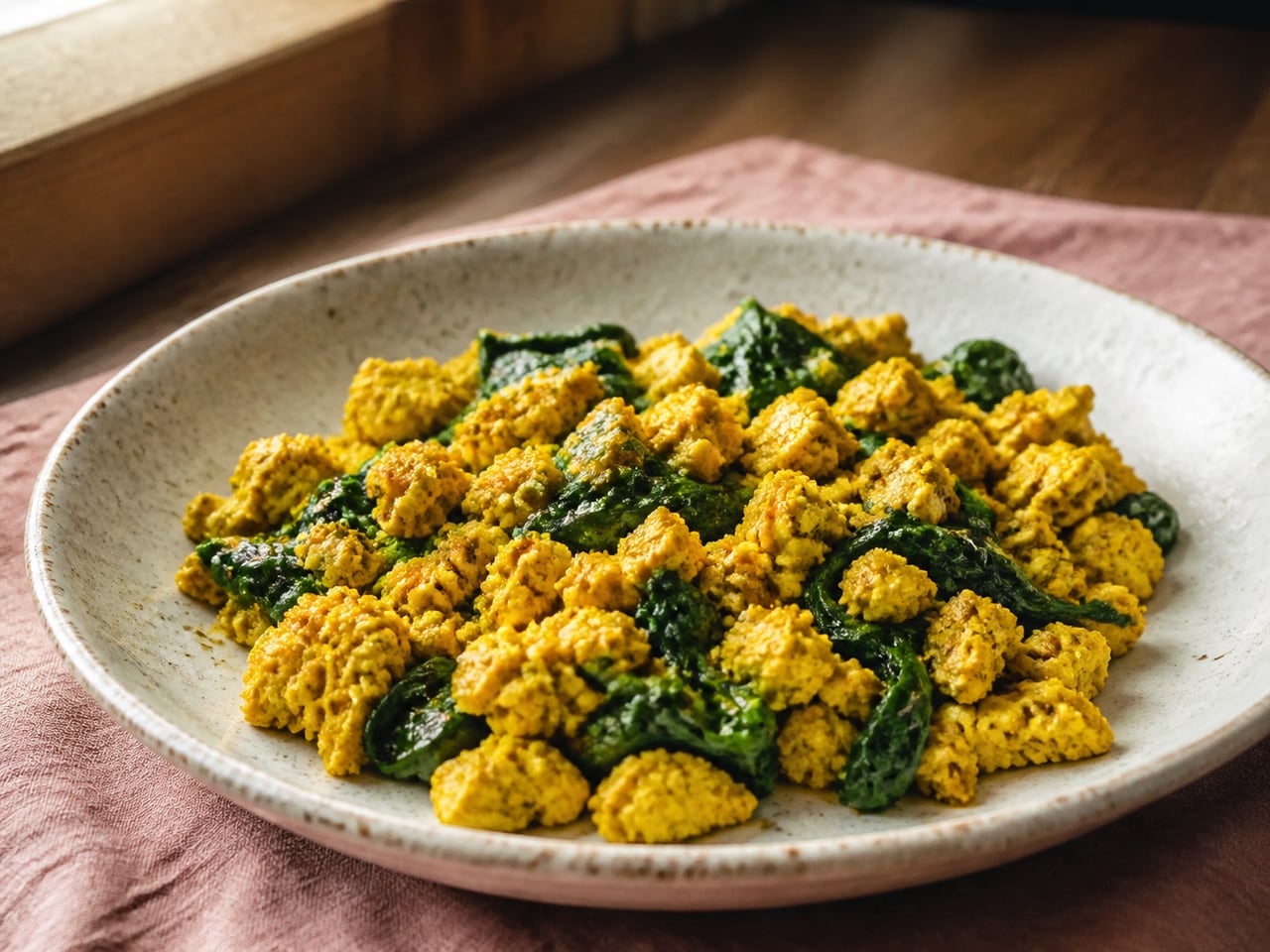 Turmeric Spinach Tofu Scramble