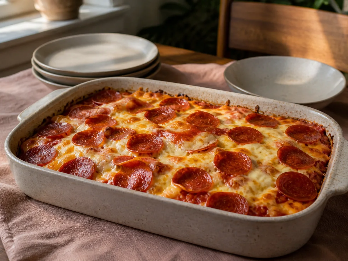 1-Dish Pepperoni Cheese Pizza Bake