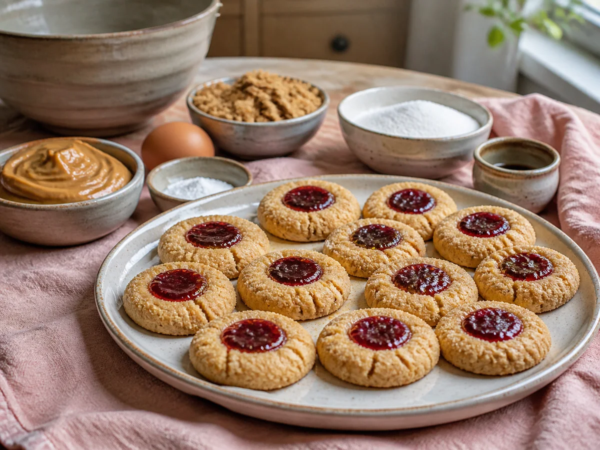 15-Minute Peanut Butter and Jam Thumbprint Cookies
