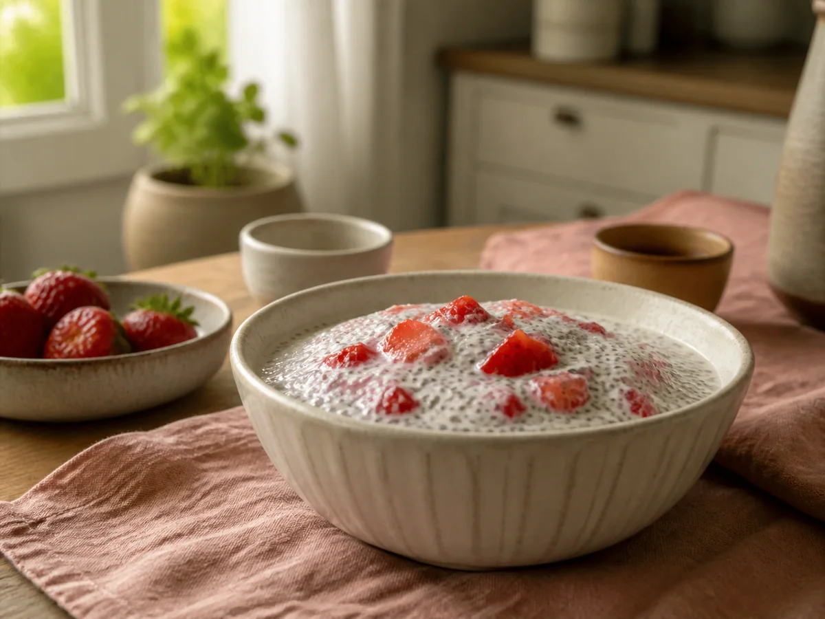 Almond Strawberry Chia Seed Pudding