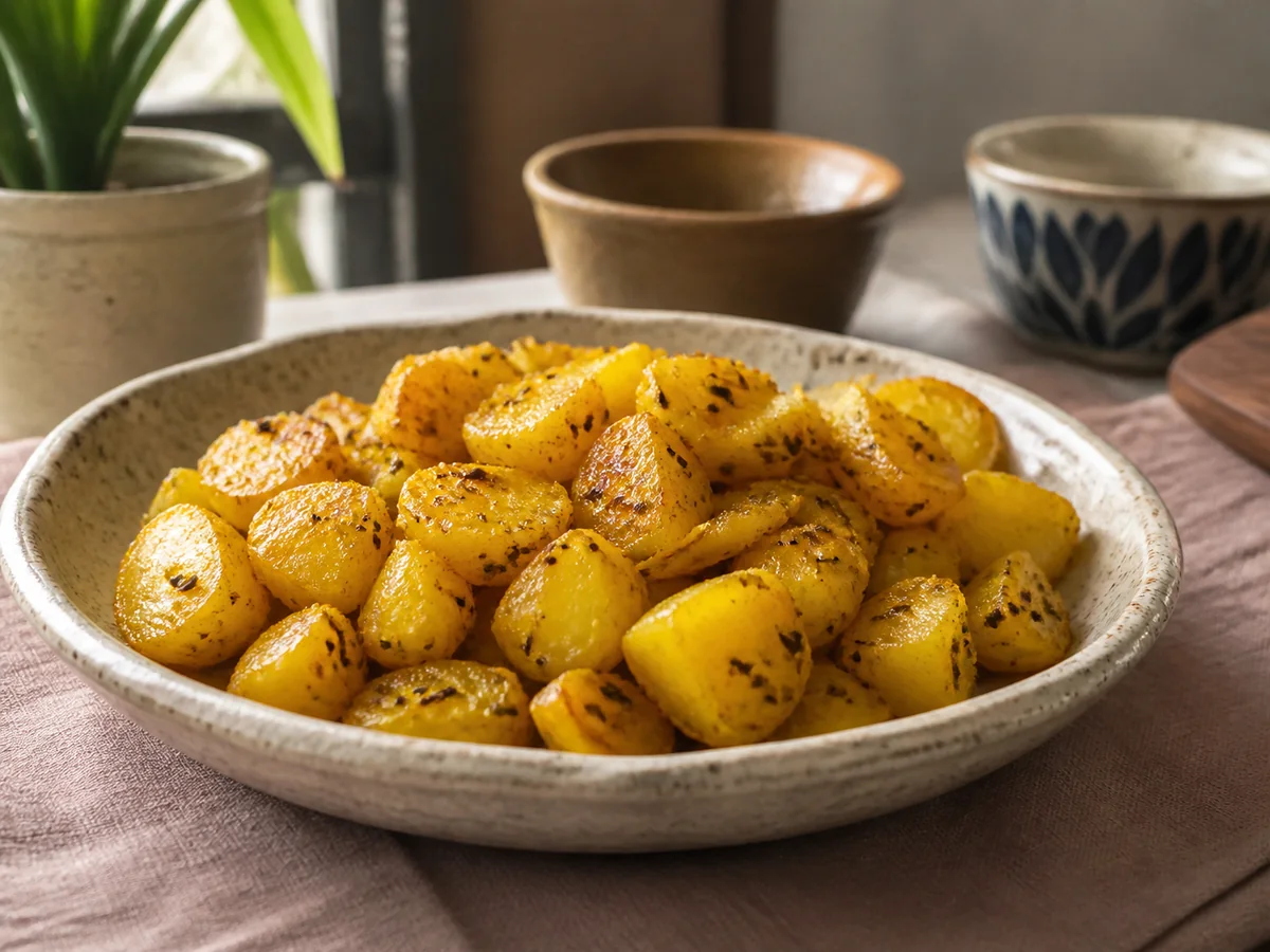 Aloo panchporan (Stir-fried potatoes tempered with five spices)