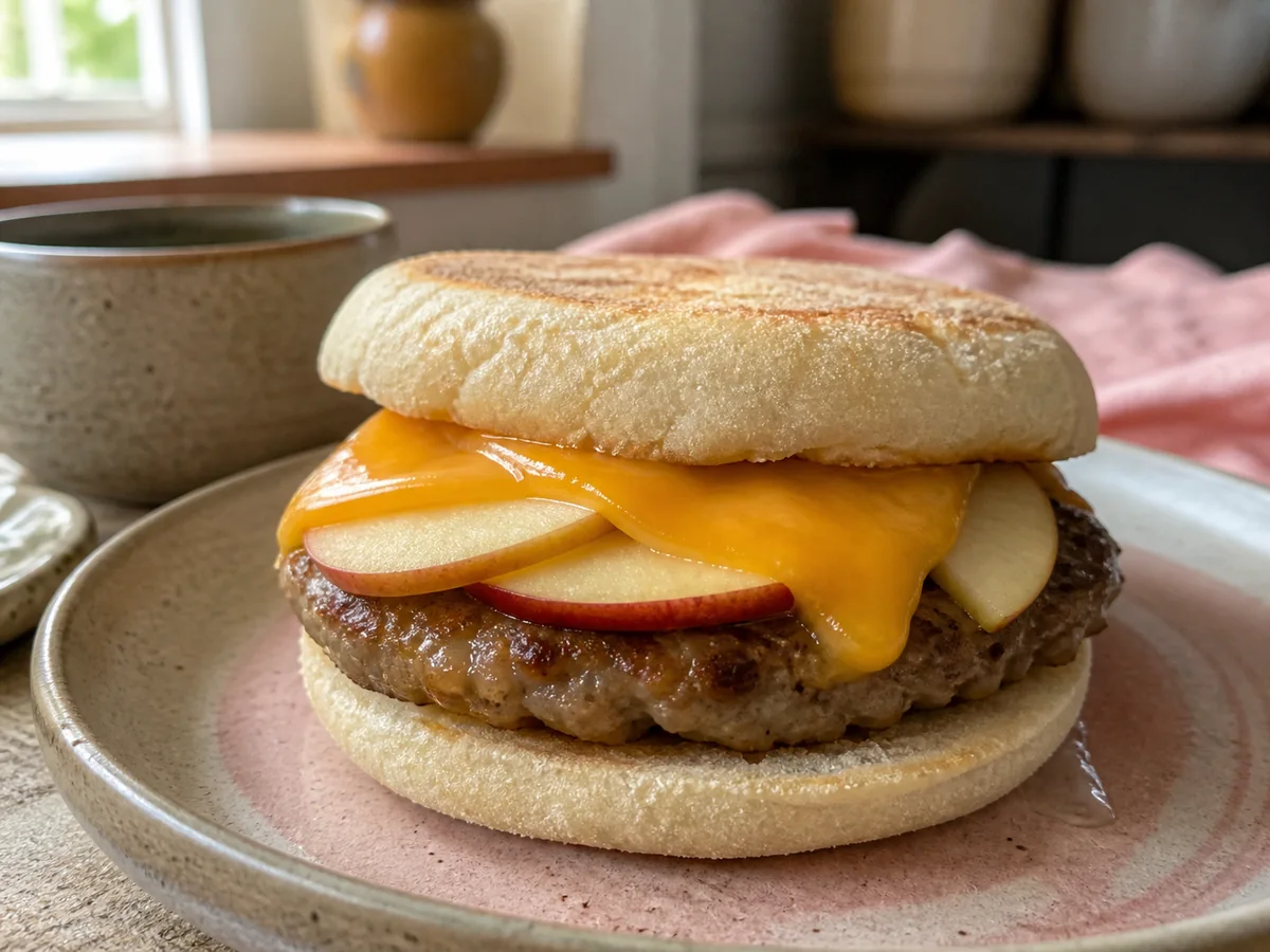Apple and Cheddar Breakfast-Sausage Burger Recipe