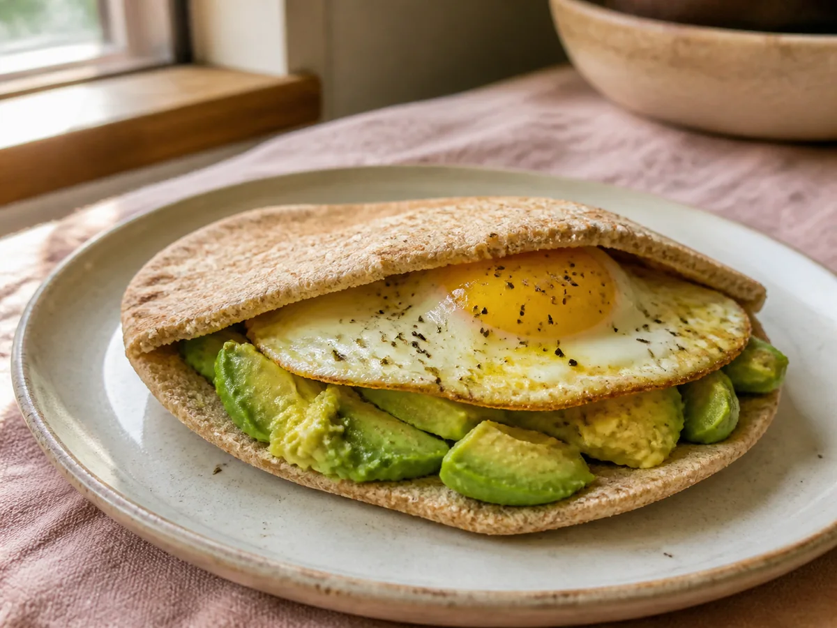Avocado and Fried Egg Breakfast Pita