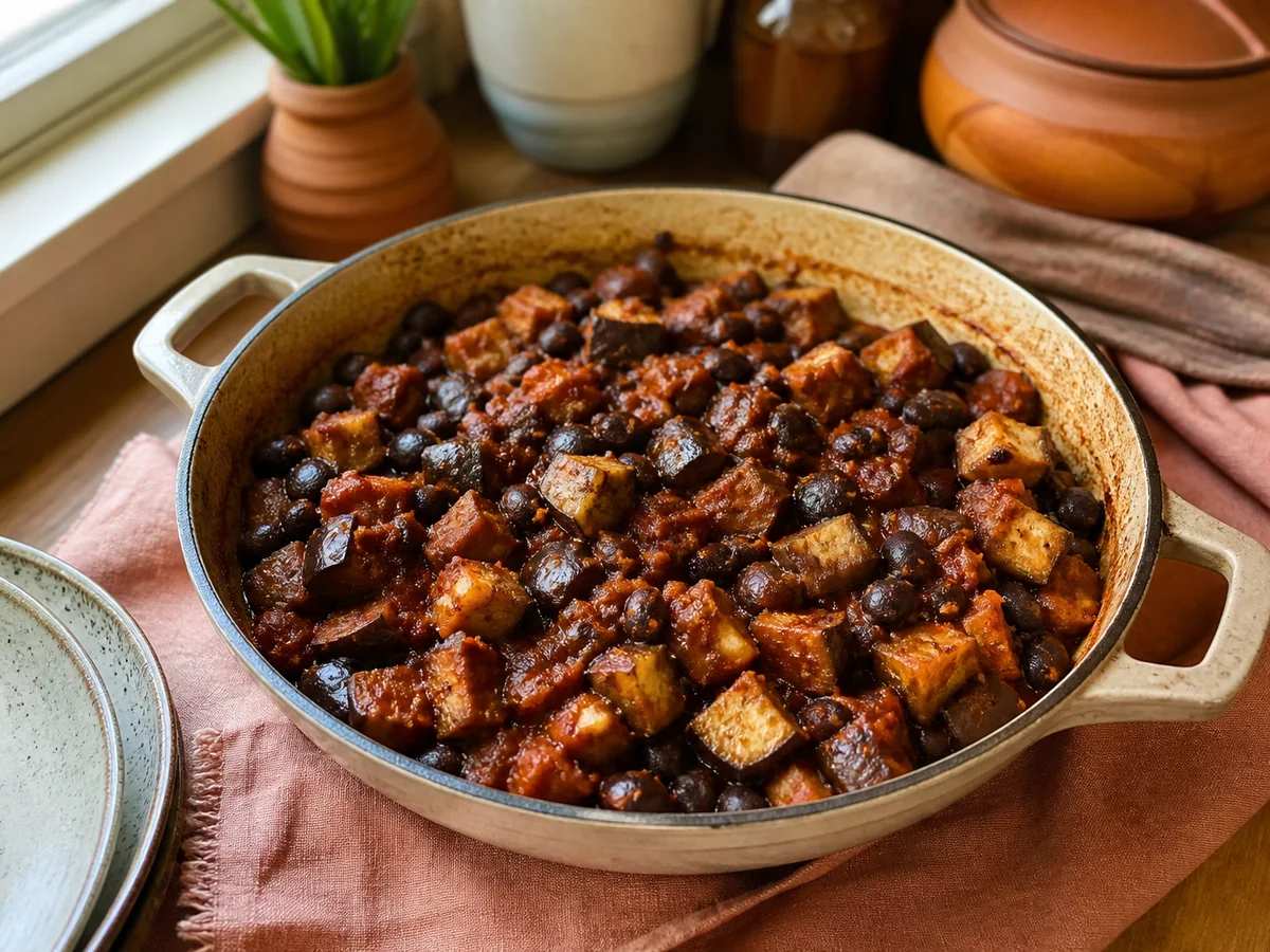 Berbere Tomato Black Bean & Eggplant One-Pot Skillet
