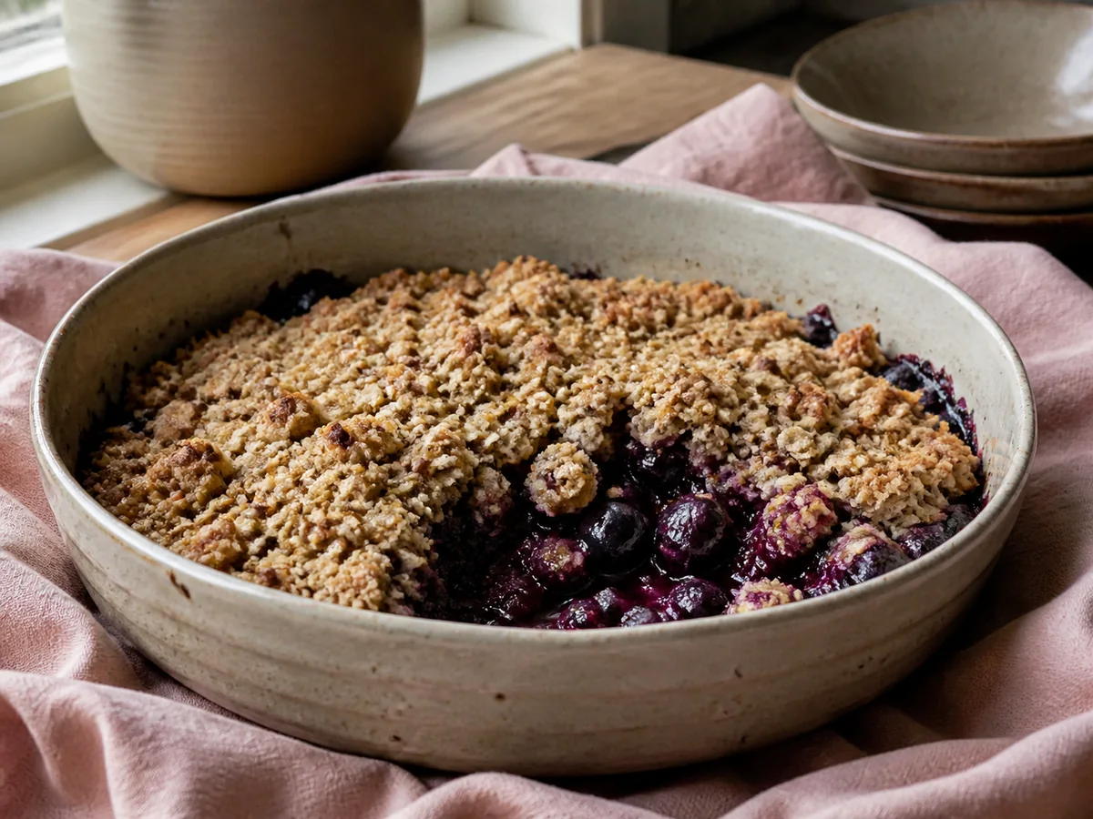Cardamom Blueberry & Flax Fruit Crisp