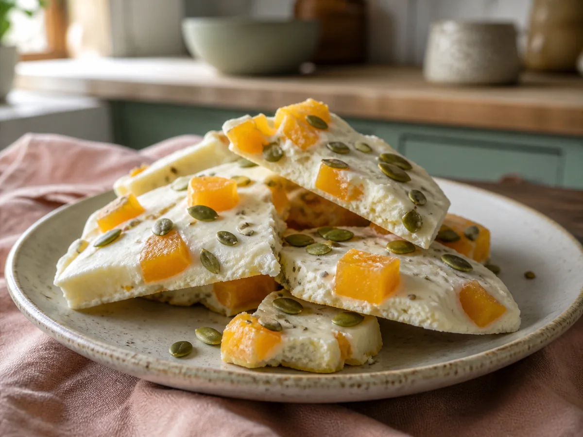 Cardamom Mango & Pumpkin Seed Frozen Yogurt Bark