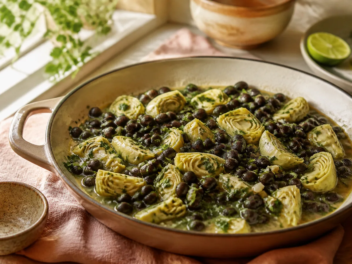 Cilantro Lime Black Bean & Artichoke One-Pot Skillet