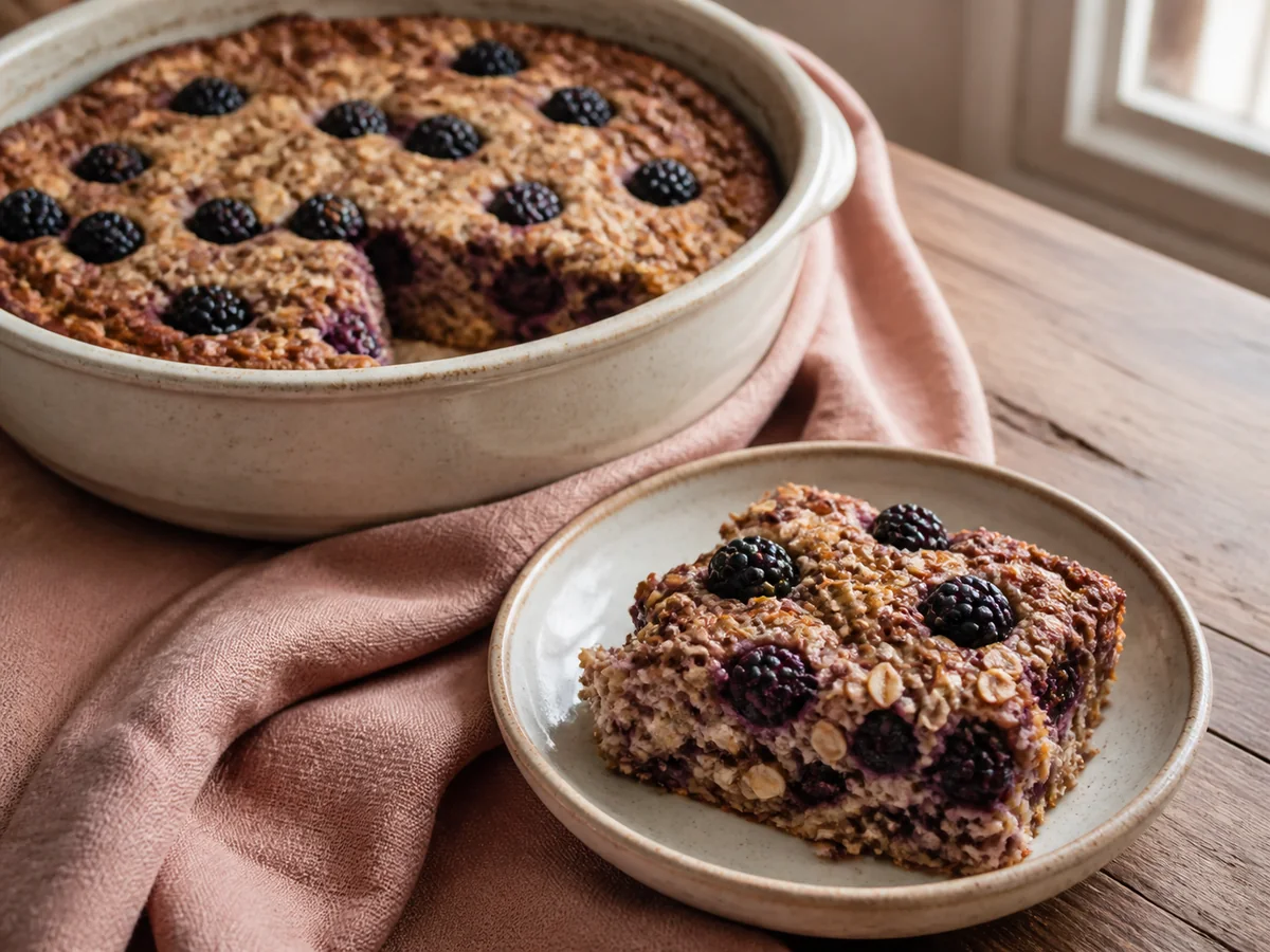 Cinnamon Blackberry & Flax Baked Oats