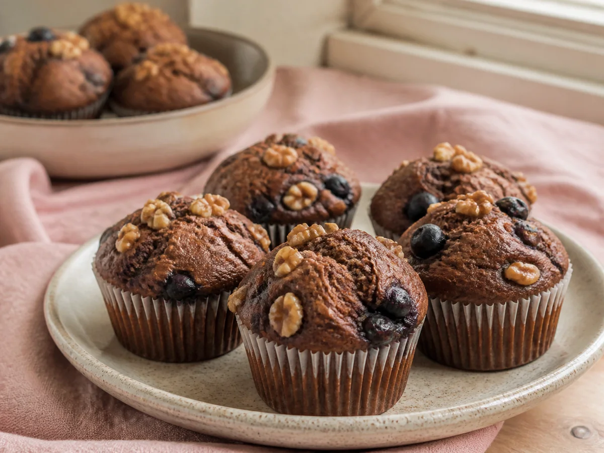 Cocoa Blueberry & Walnut Muffins