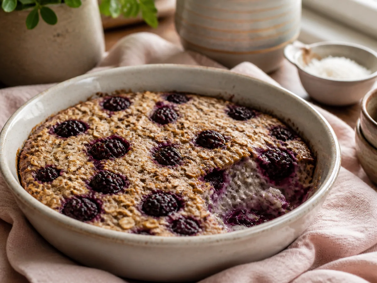 Coconut Blackberry & Chia Baked Oats