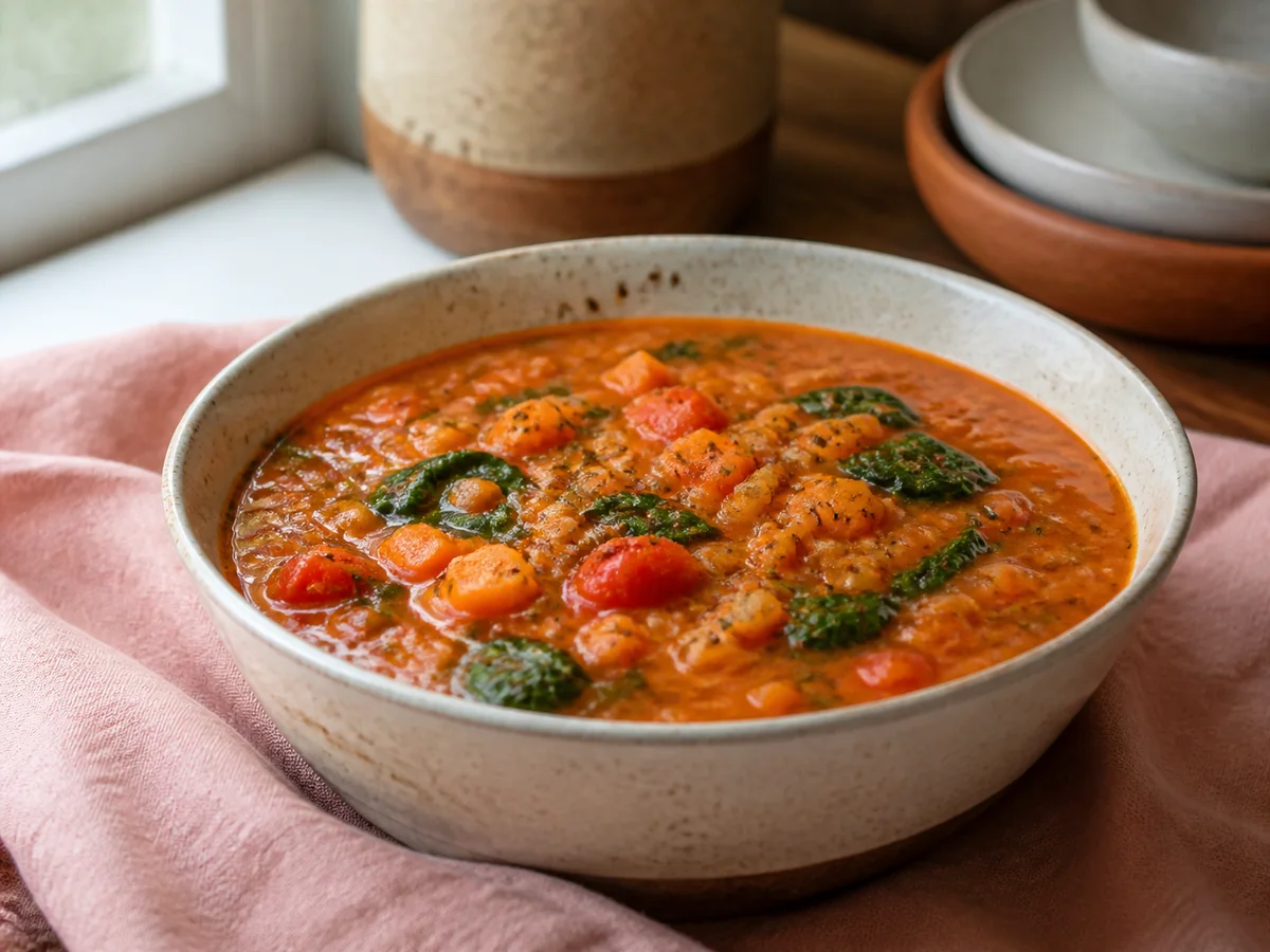 Creamy Freezer Lentil Tomato Soup