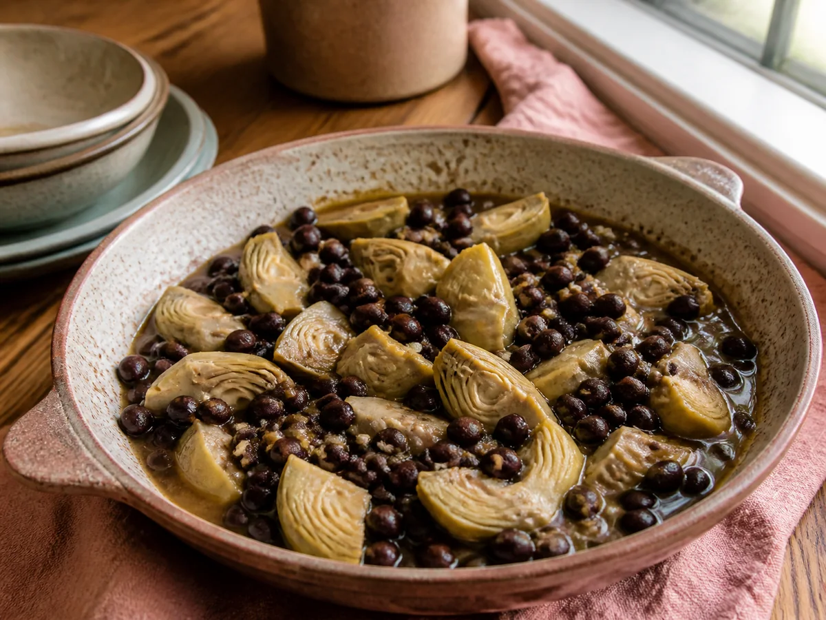 Garlic Adobo Black Bean & Artichoke One-Pot Skillet