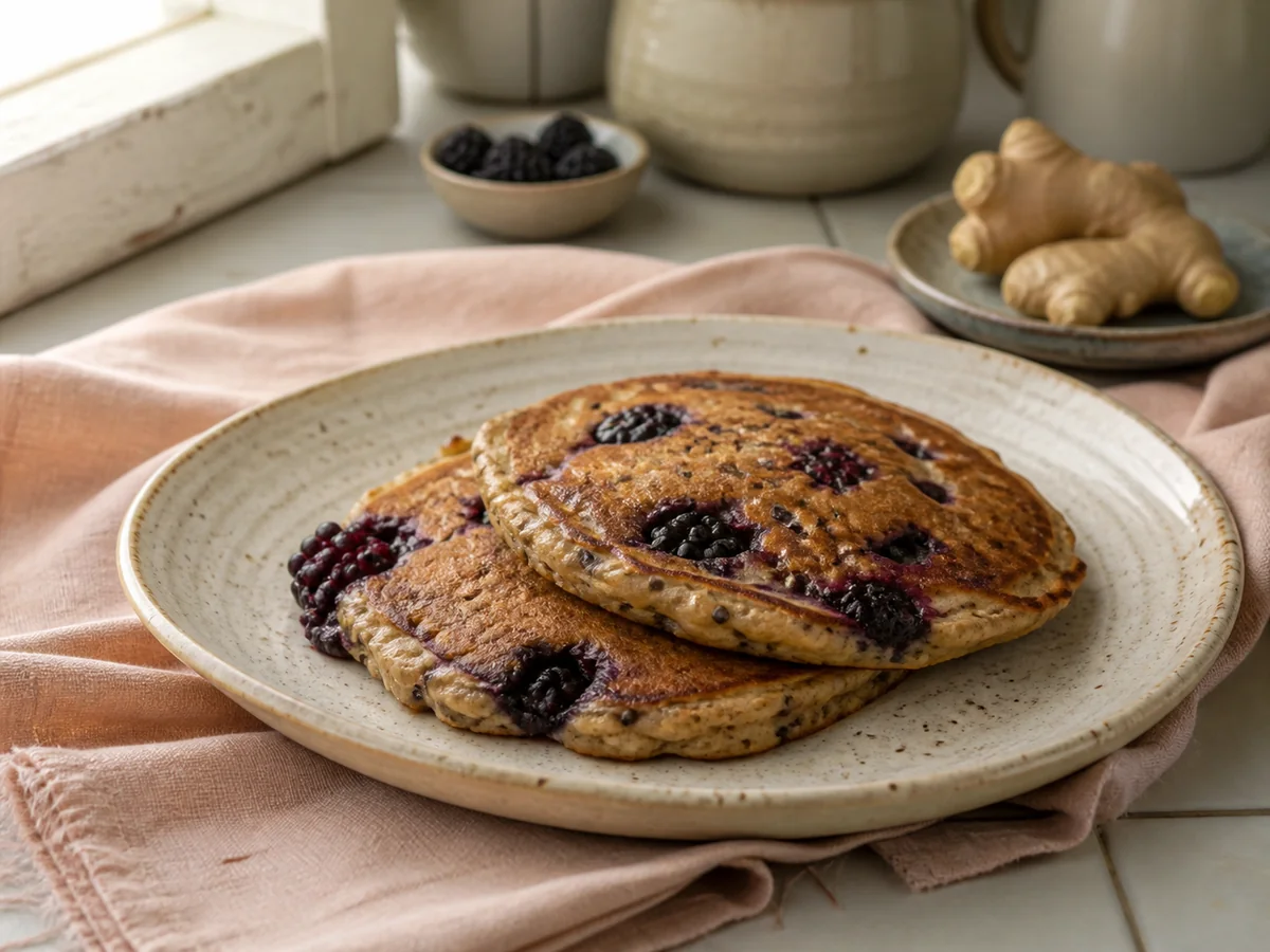 Ginger Blackberry & Flax Pancakes