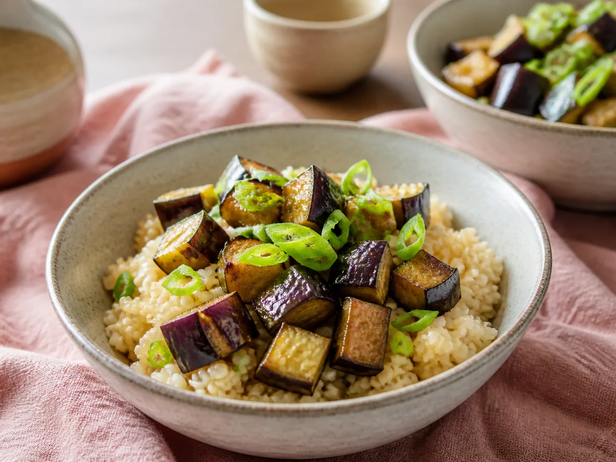 Ginger-Miso Eggplant Rice Bowls