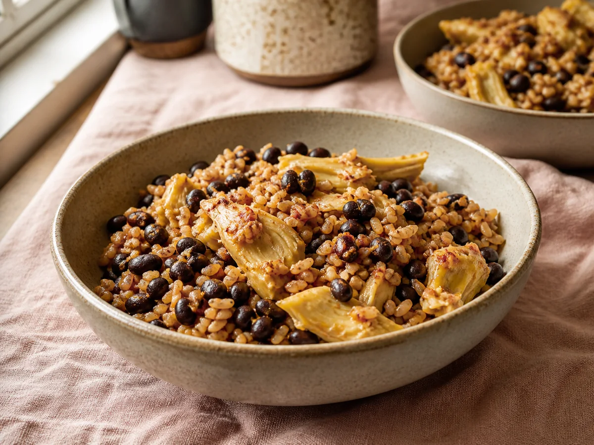 Gochujang Ginger Black Bean & Artichoke Brown Rice Bowls