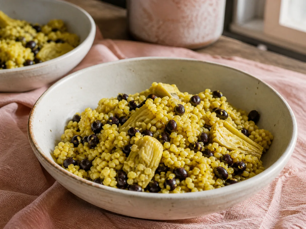 Golden Ginger Black Bean & Artichoke Millet Bowls
