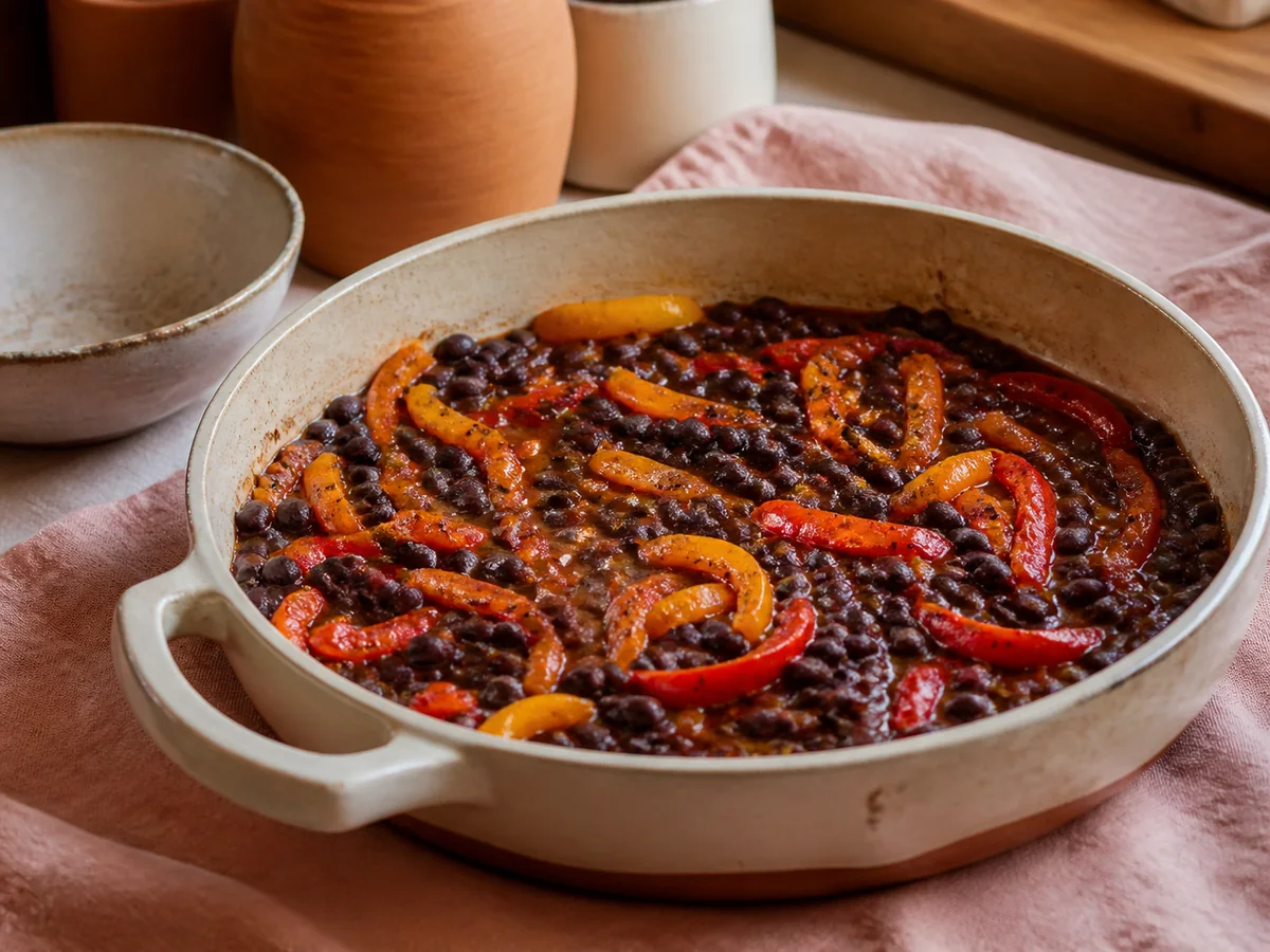 Harissa Lemon Black Bean & Bell Pepper One-Pot Skillet