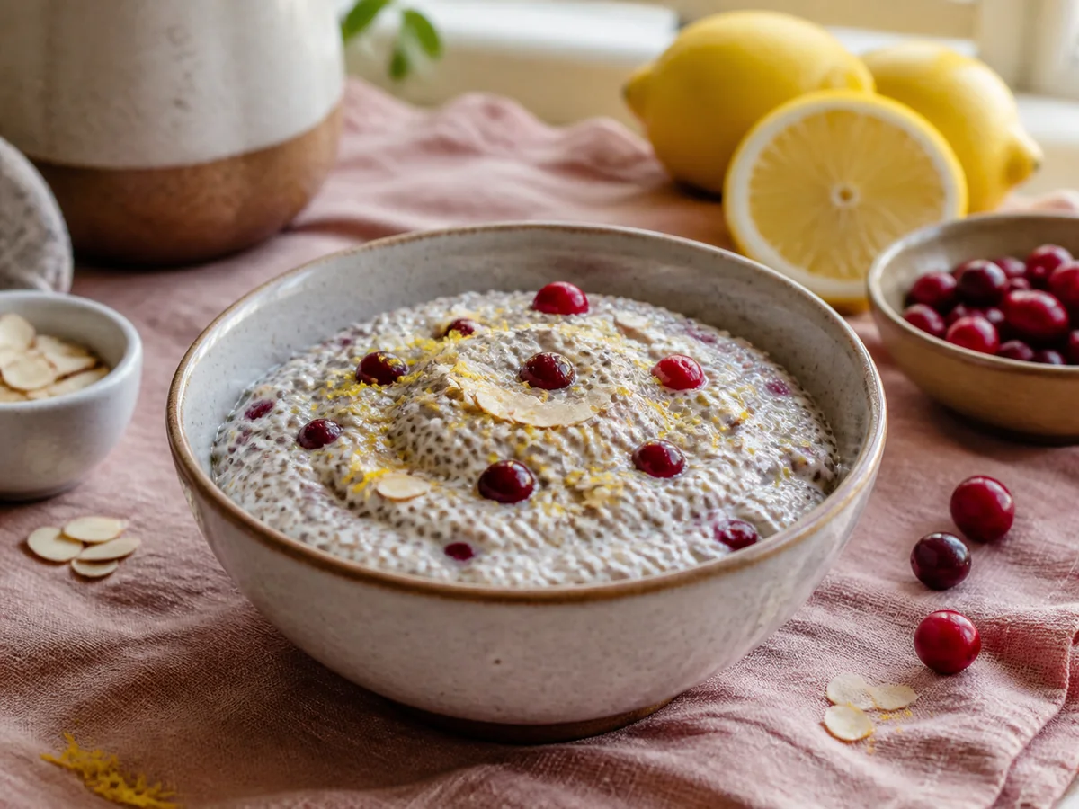 Lemon Cranberry & Almond Chia Pudding