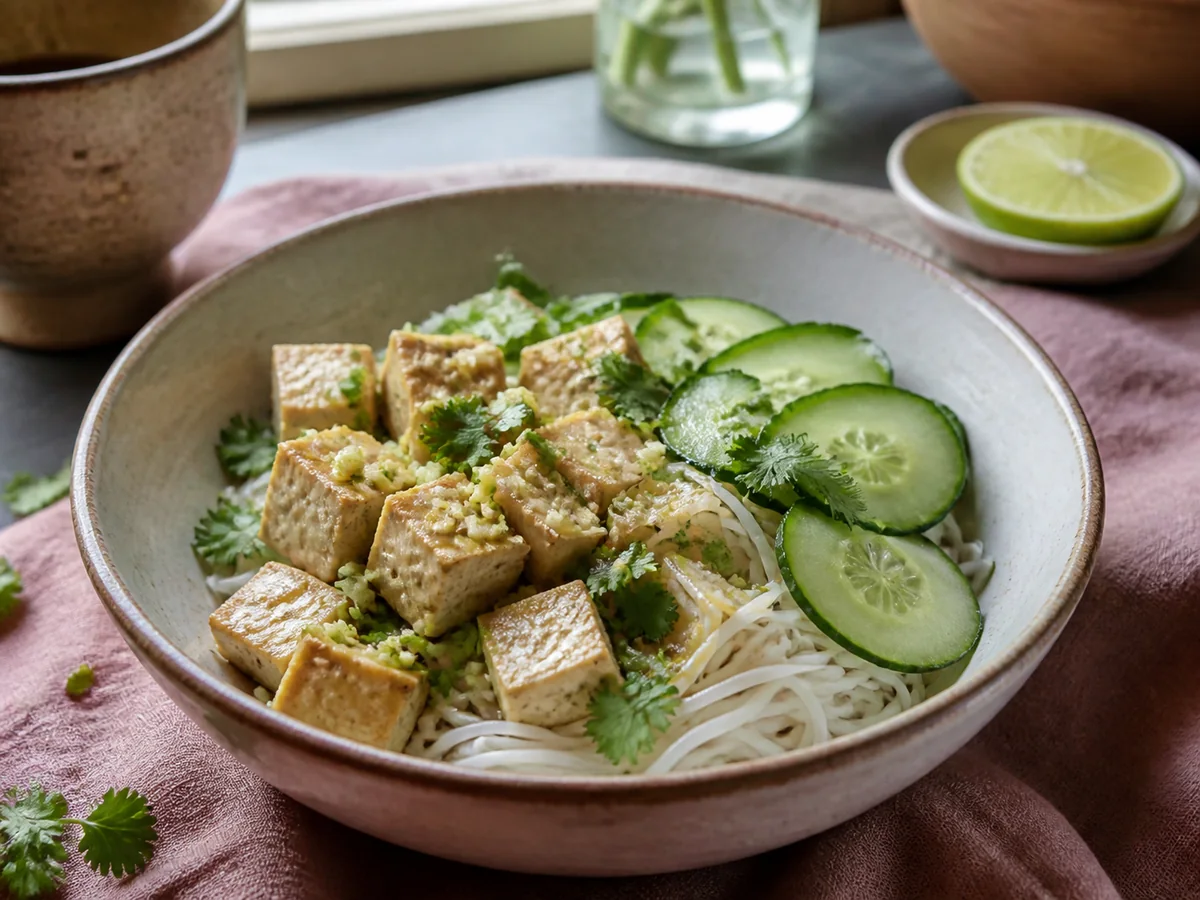 Lemongrass Tofu Rice-Noodle Bowls