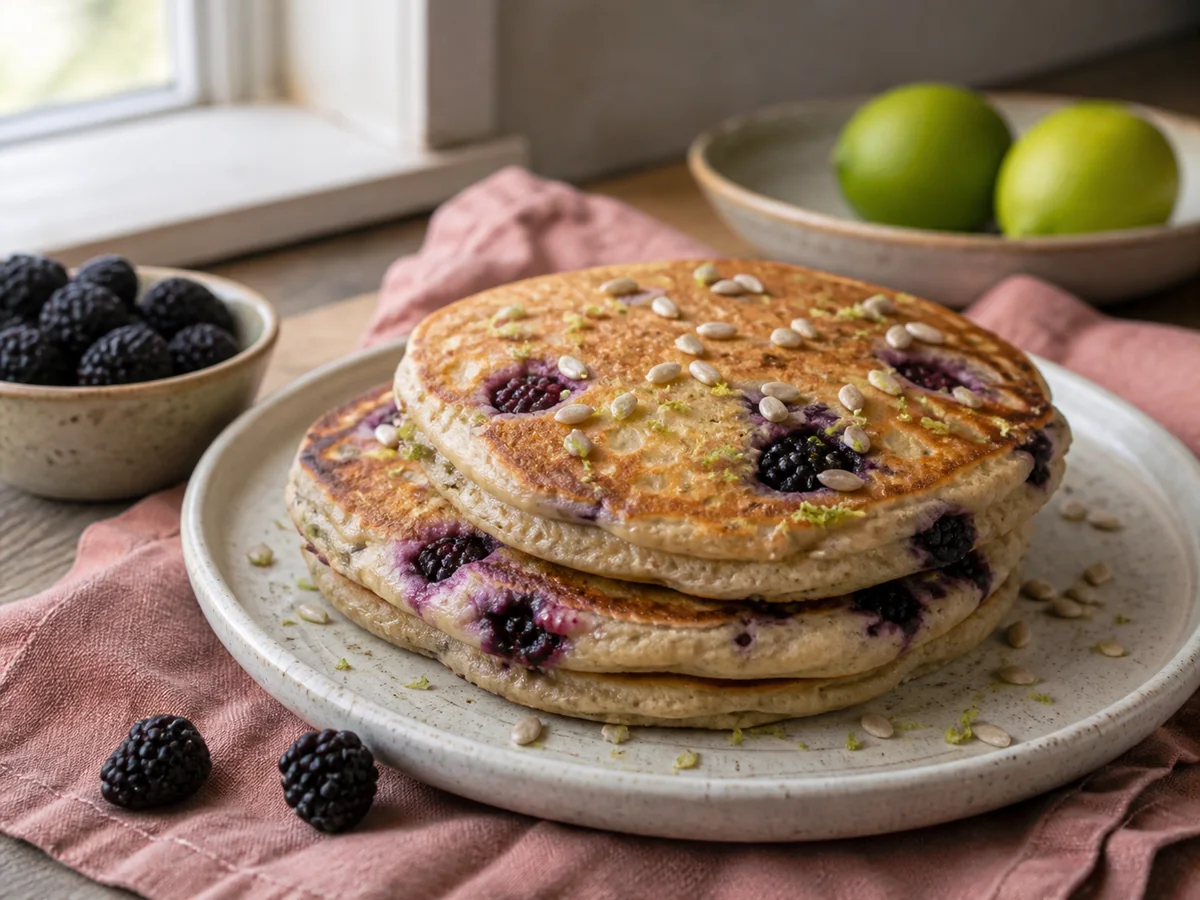 Lime Blackberry & Sunflower Pancakes
