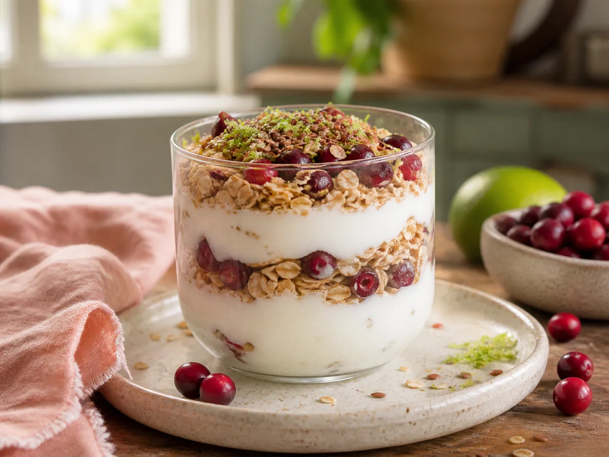 Lime Cranberry & Flax Yogurt Parfait