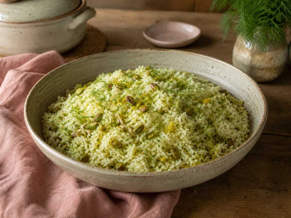 (Persian Rice with Pistachios and Dill)