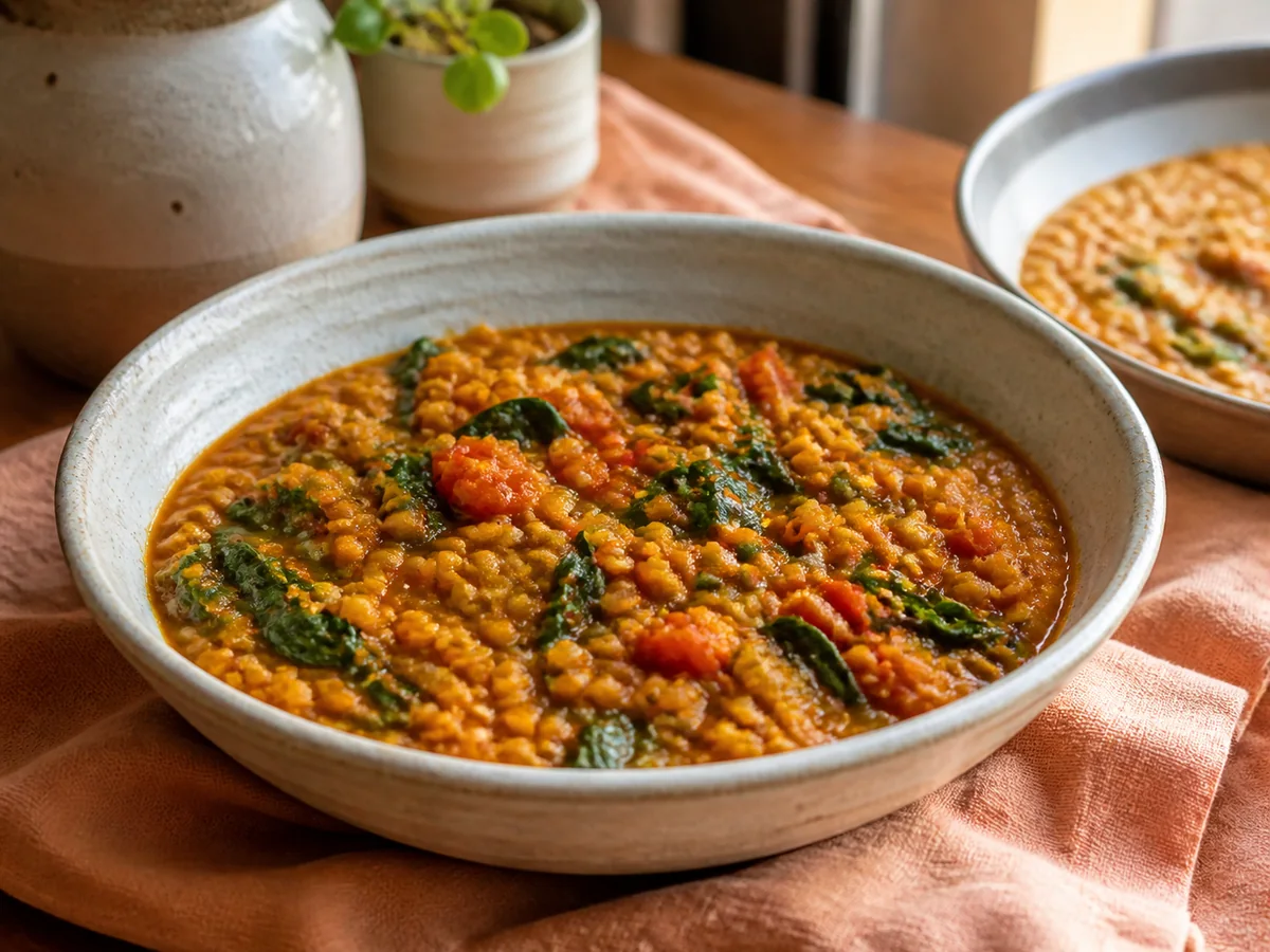 Red Lentil Spinach Dal