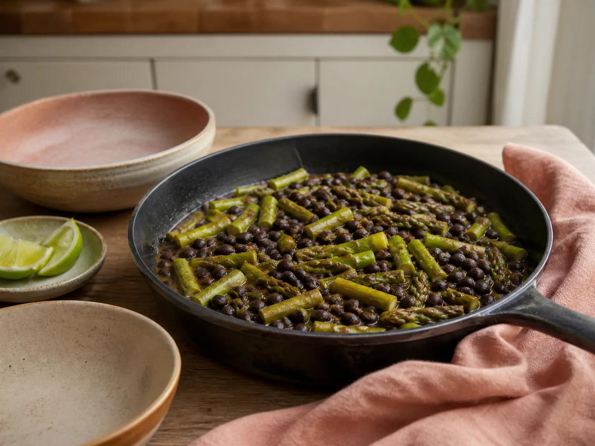 Smoky Lime Black Bean & Asparagus One-Pot Skillet