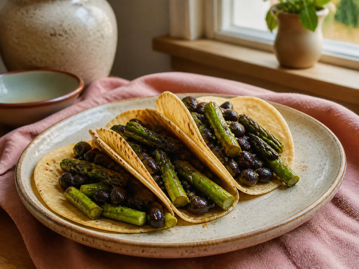 Smoky Lime Black Bean & Asparagus Tacos