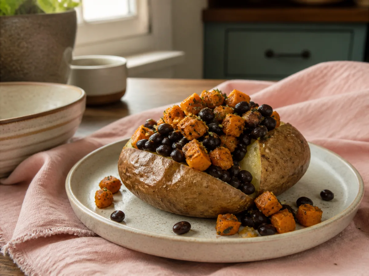 Southern Smoky Black Bean & Butternut Squash Loaded Potatoes