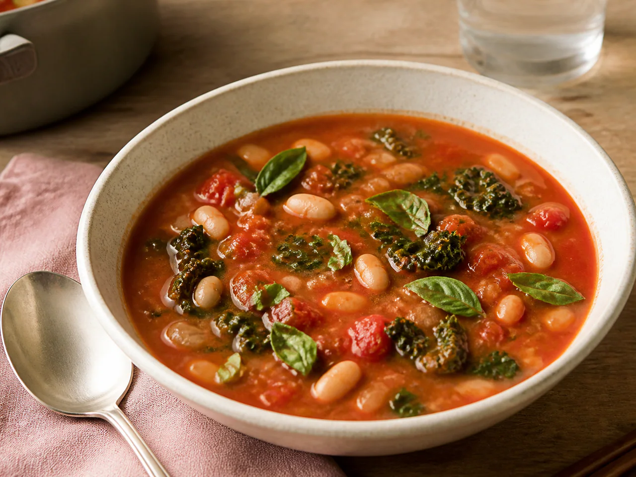 Tomato Basil White Bean Soup